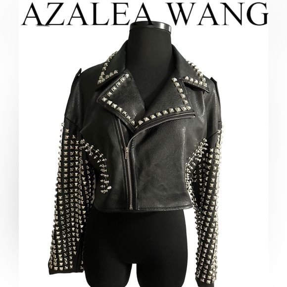 Azalea Wang Essential Moto black studded vegan leather jacket in 1X. NWOT. - Picture 2 of 16